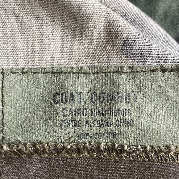 VINTAGE RILEY GREEN CAMO COTTON COMBAT JACKET SIZE: M / L - Picture 8 of 9